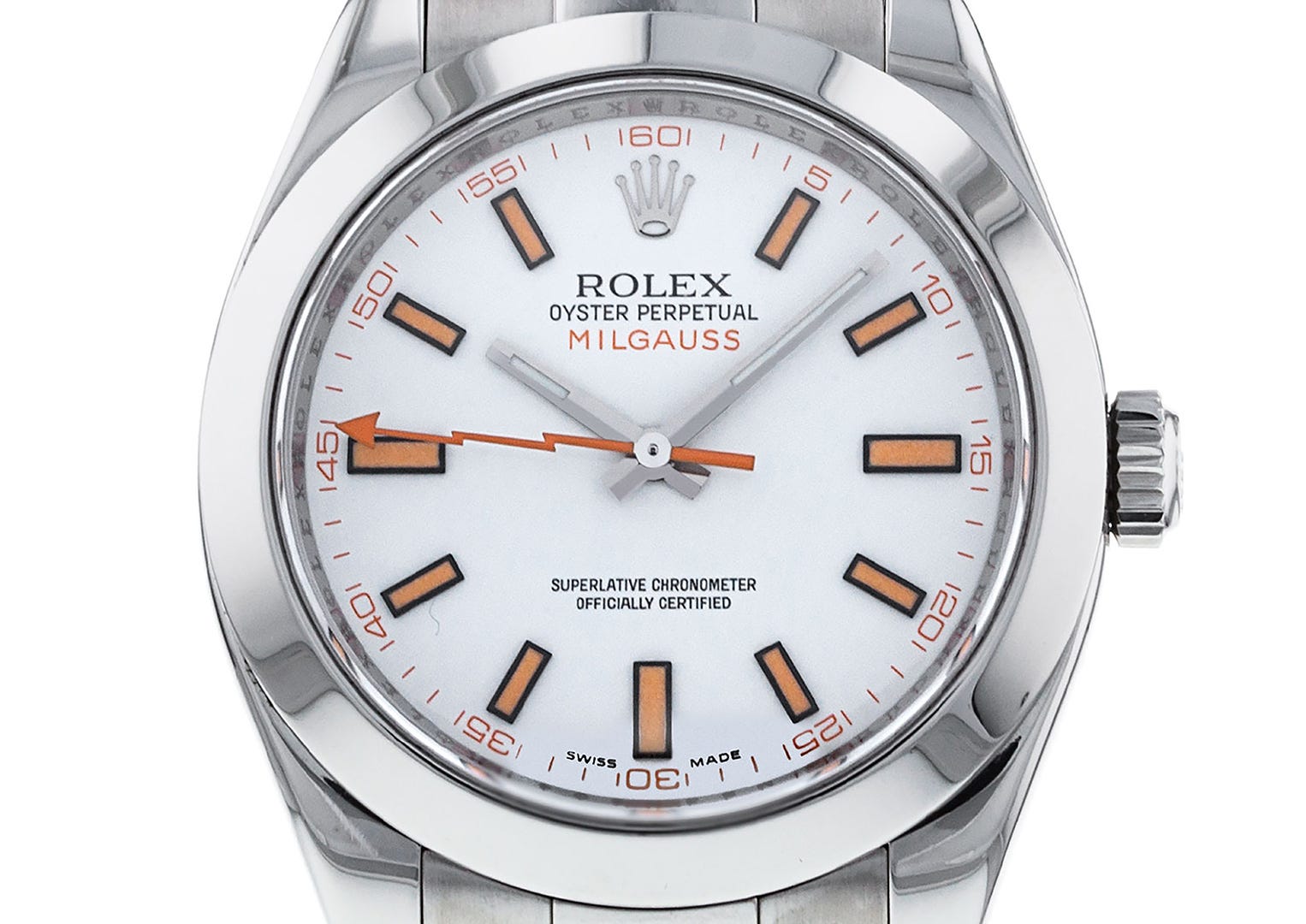 The Milgauss was relaunched in 2007 with the lightning-bolt seconds hand getting the full Tango treatment!