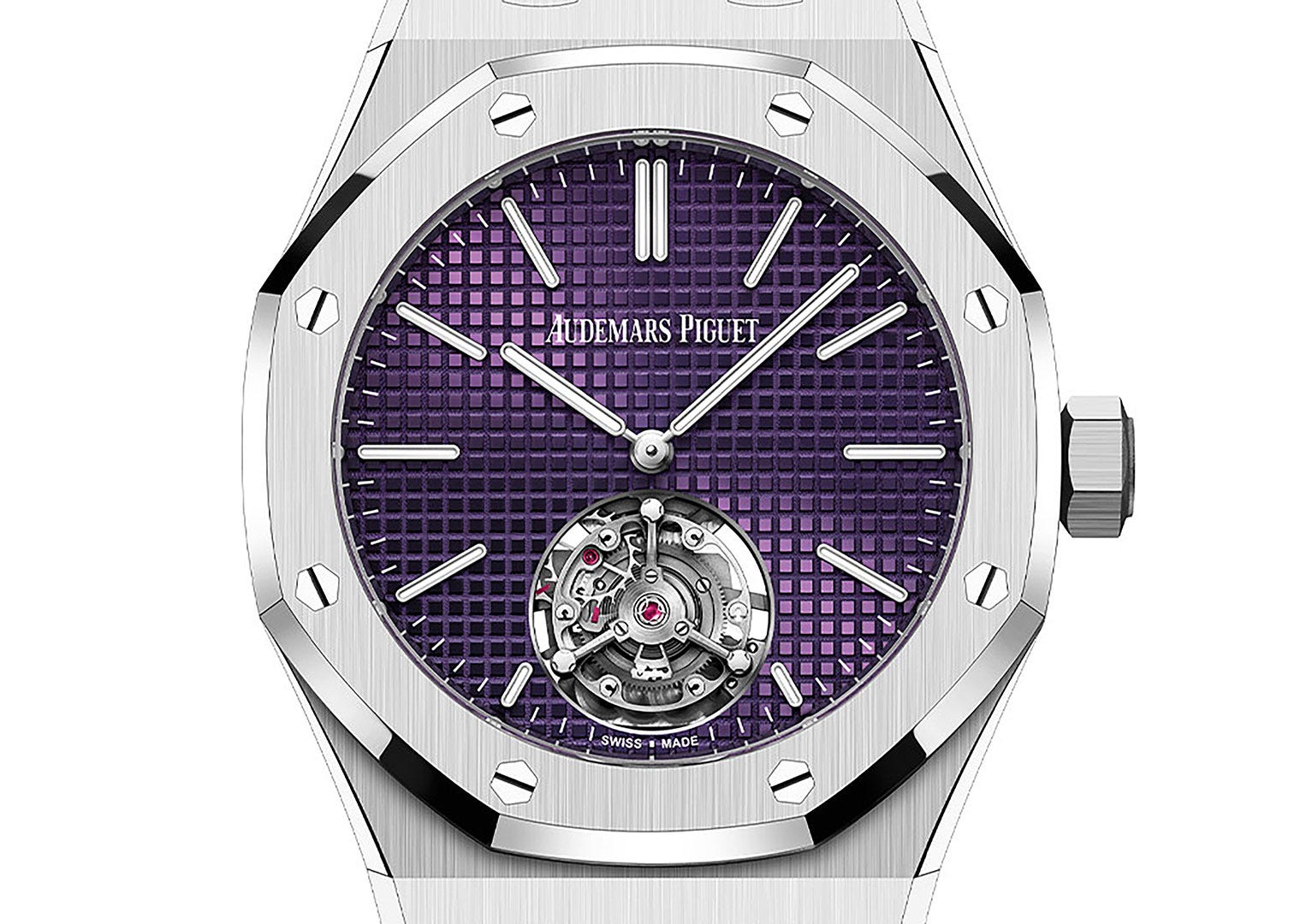 Lewandowski owns a magnificent AP Royal Oak Tourbillon Extra Thin with plum dial