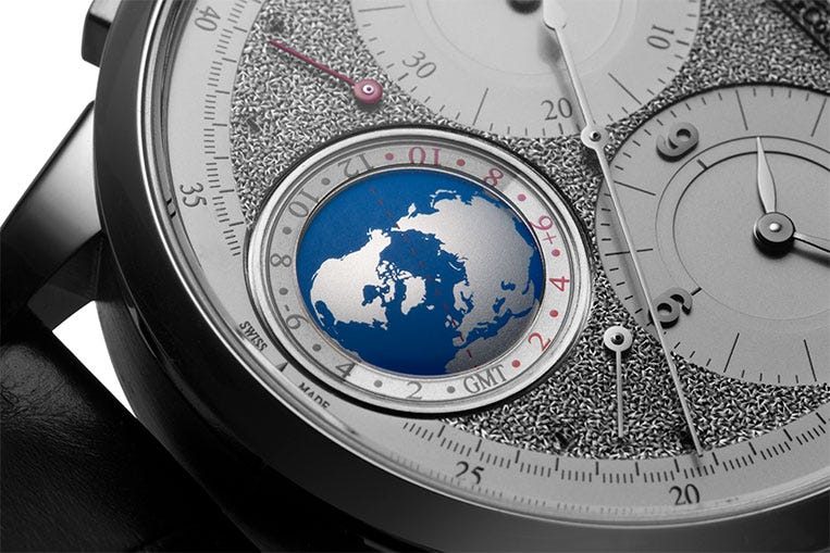 Choose your time zone from the handy globe set in the dial