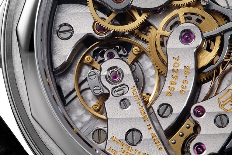 The hand finishing on the Patek Philippe is also leagues ahead of the Omega